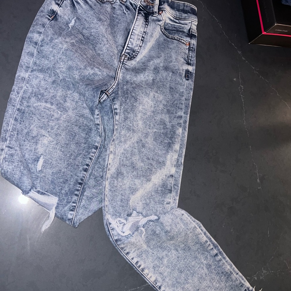 Express distressed slim super high rise Jeans
